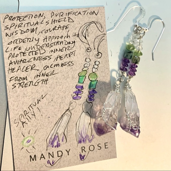 Amethyst Crystal & Bead Earrings - Picture 4 of 16